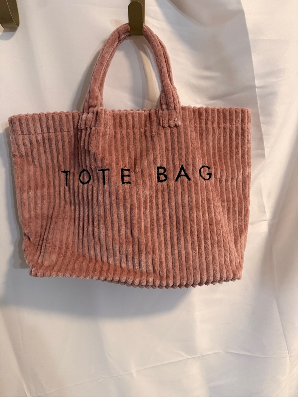 Corduroy Ribbed Tote Bag in Dusty Pink